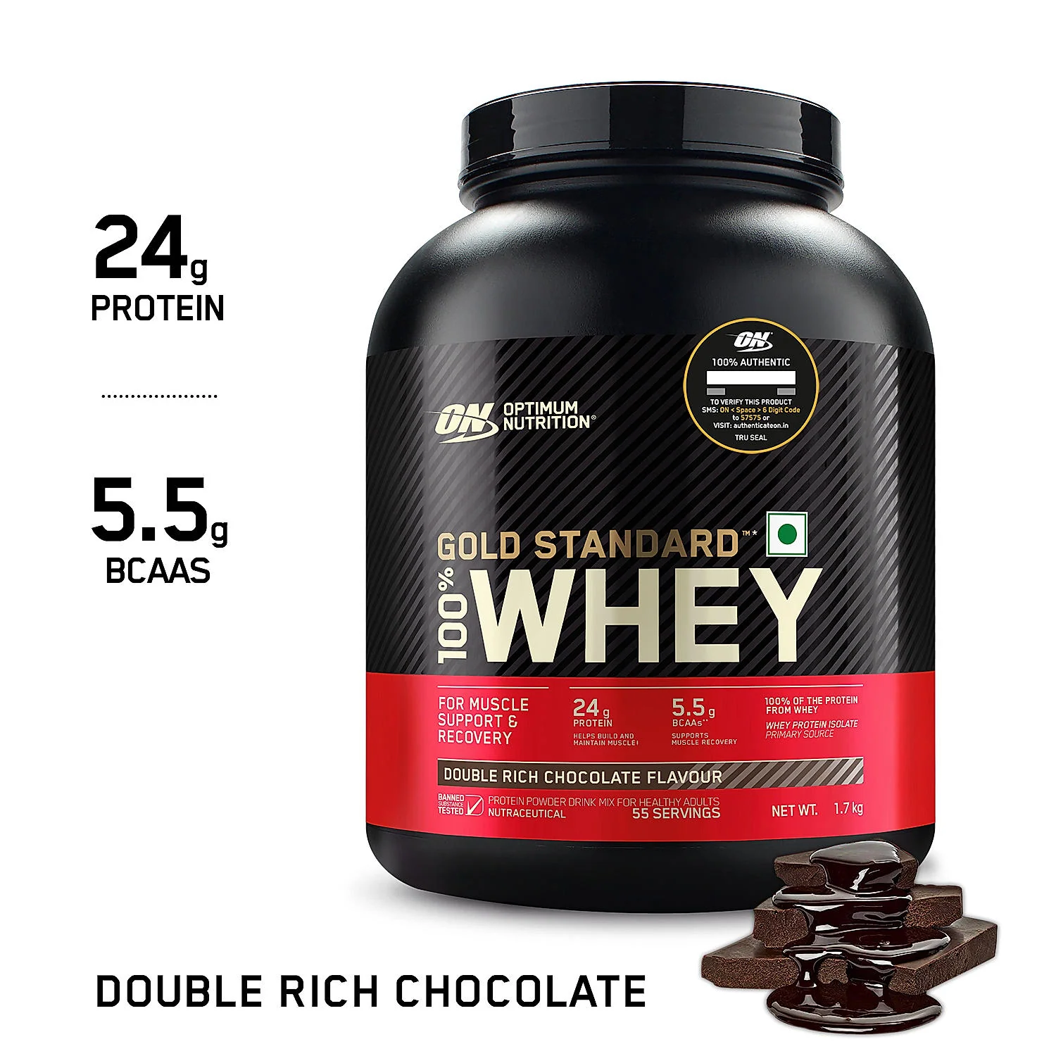 Gold Standard 100% Whey Protein Powder  Double Rich Chocolate 1.7 kg and Micronised Creatine Powder  Unflavoured 250 g - Image 7