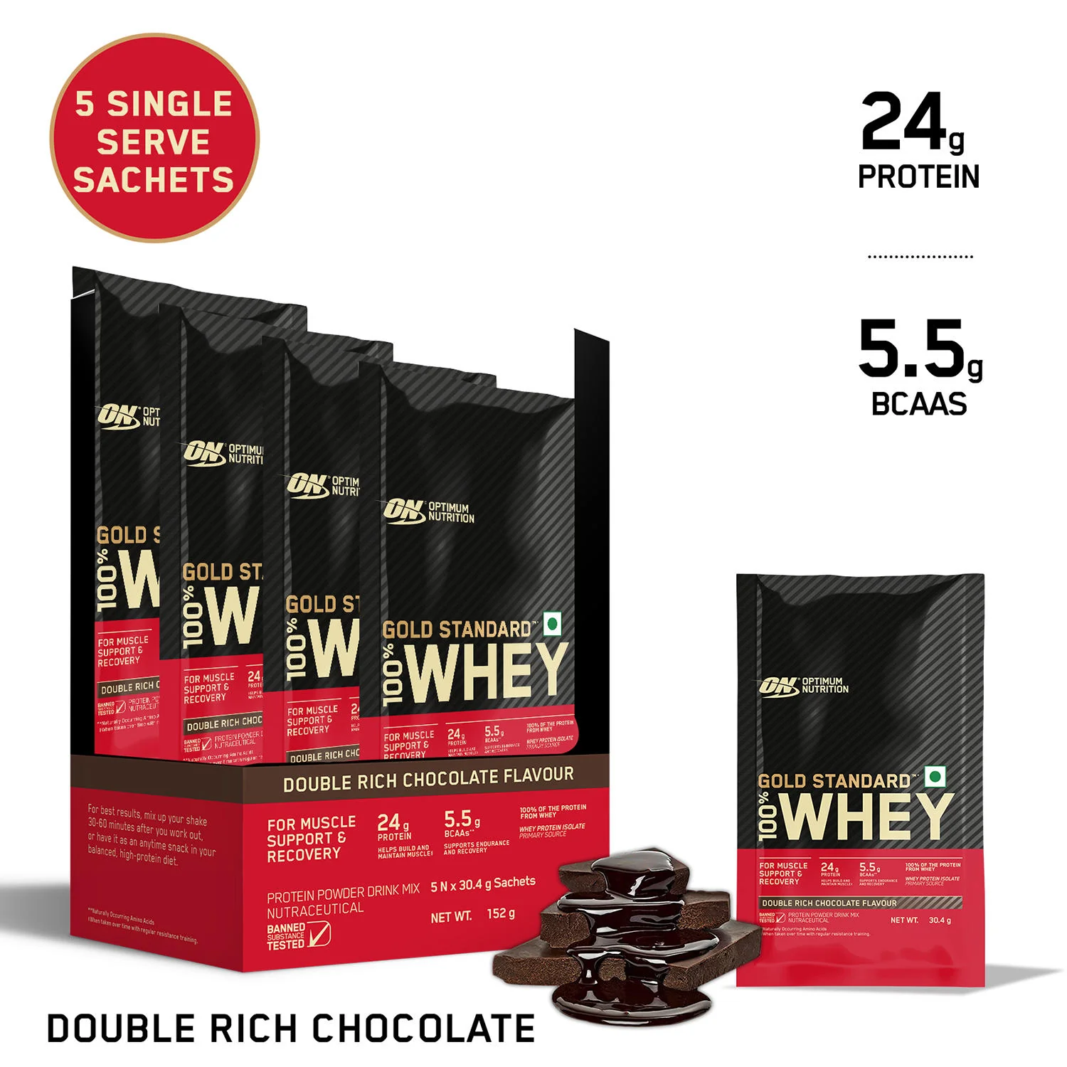 Gold Standard 100% Whey Protein Powder | Double Rich Chocolate | 152 g - Image 7