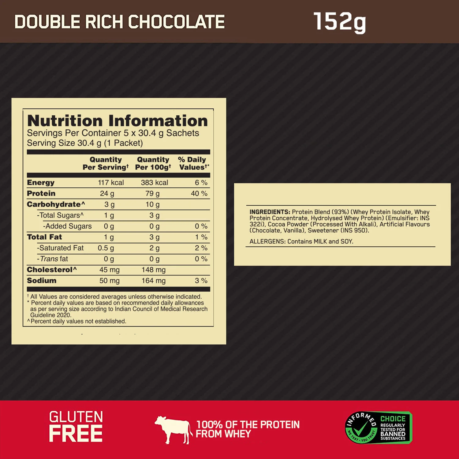 Gold Standard 100% Whey Protein Powder | Double Rich Chocolate | 152 g - Image 8
