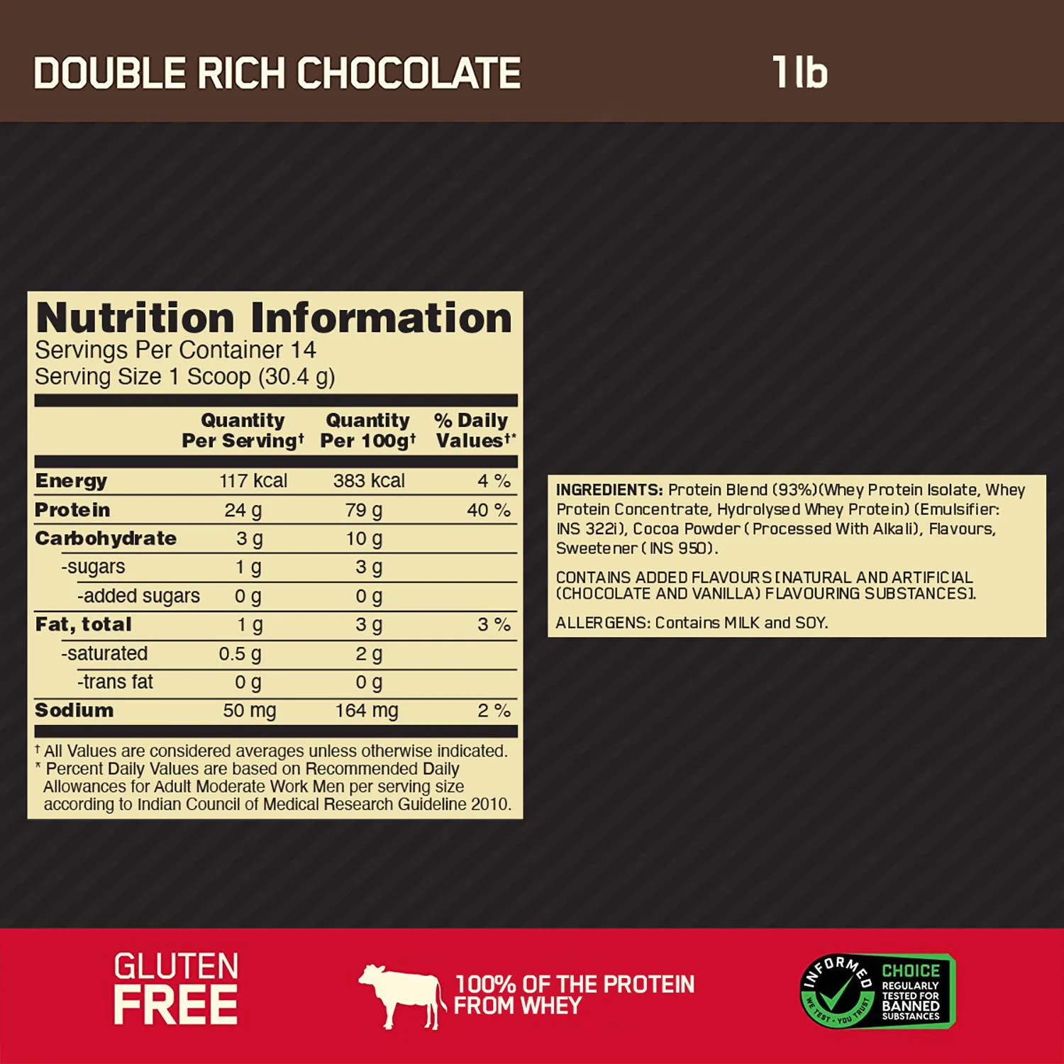 Gold Standard 100% Whey Protein Powder | Double Rich Chocolate | 1 lbs - Image 8