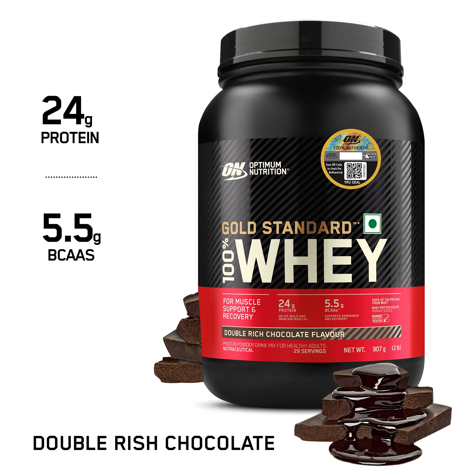 Gold Standard 100% Whey Protein | 907 g (2 lbs) | Double Rich Chocolate - Image 7