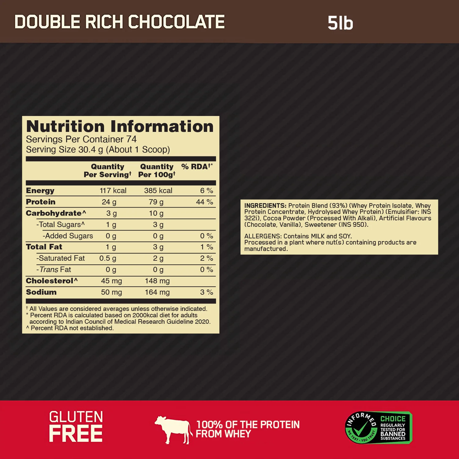 Gold Standard 100% Whey Protein Powder | Double Rich Chocolate | 5 lbs - Image 9