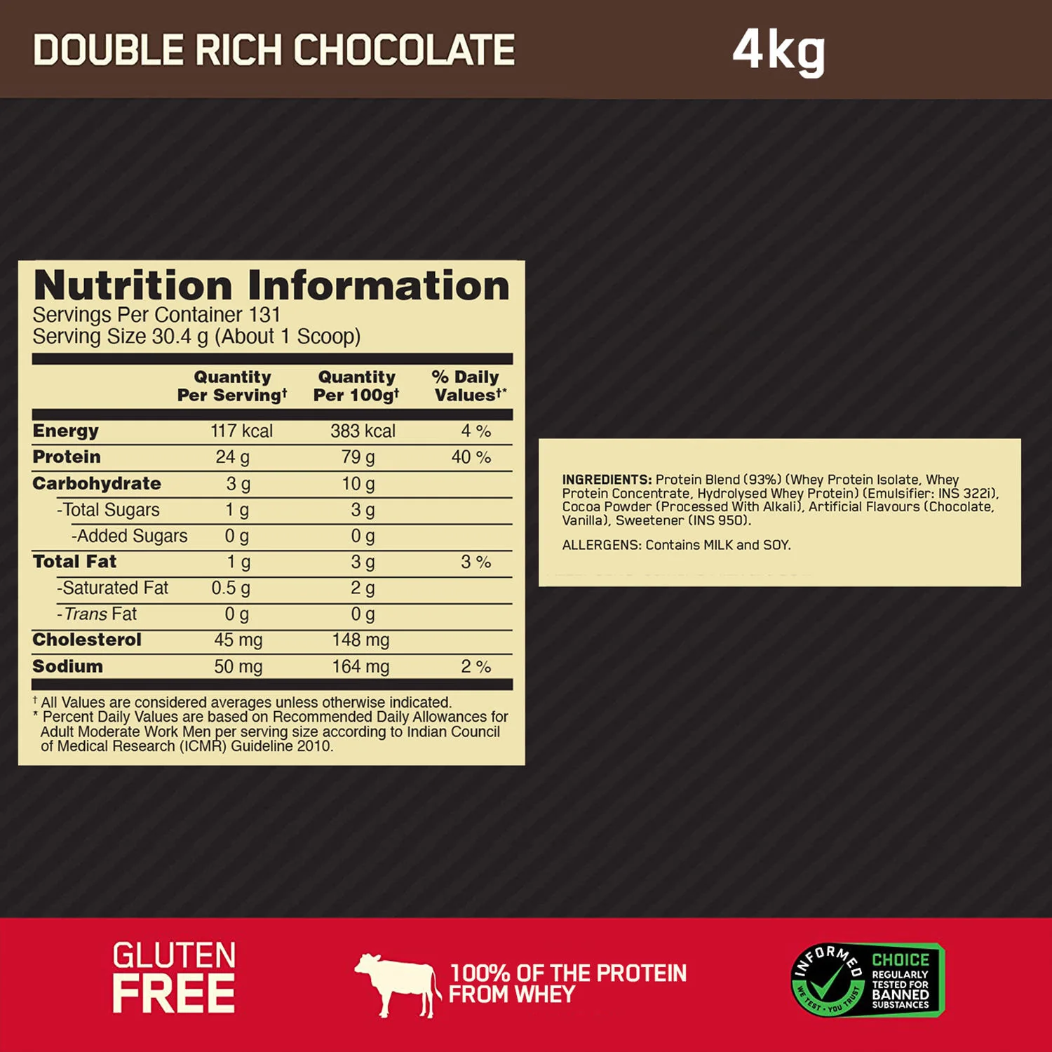 Gold Standard 100% Whey Protein Powder Double Rich Chocolate 4 kg + Multivitamin for MEN- 60 Tablets + Zinc Magnesium Aspartate (ZMA) - 60 Capsules + Fish Oil - 60 Capsules - Image 8