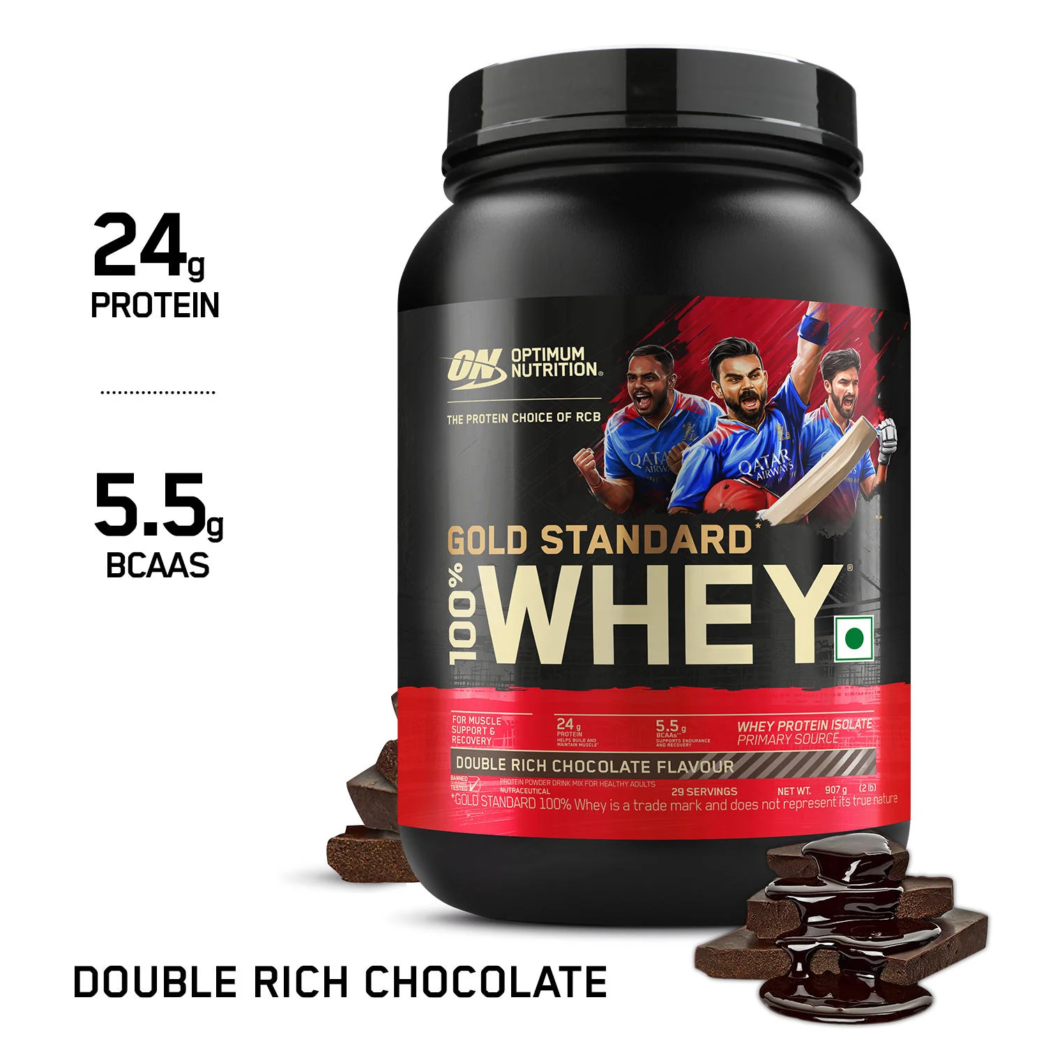 Gold Standard 100% Whey Protein Powder | Double Rich Chocolate | 2 lbs + Fish Oil - 60 Capsules - Image 10