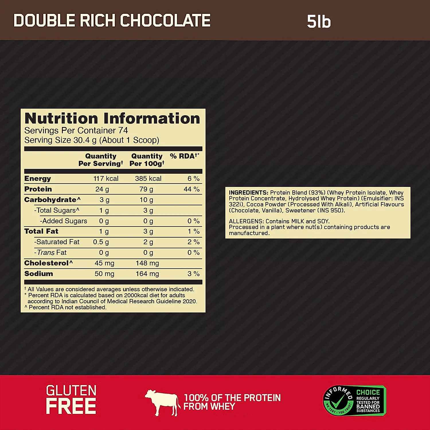 Gold Standard 100% Whey 5 Lbs Double Rich Chocolate + Pre Workout Green Apple - Image 6