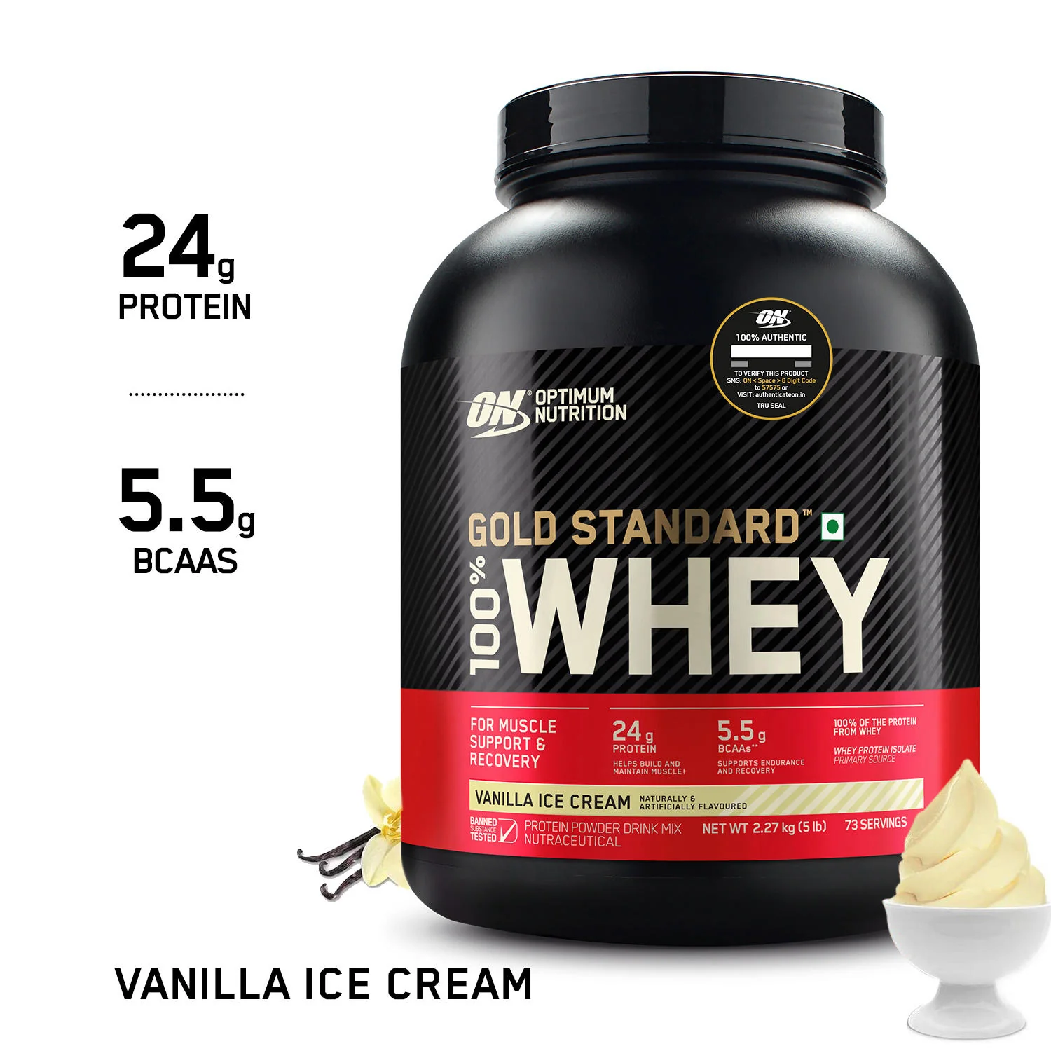 Gold Standard 100% Whey Protein Powder | Vanilla Ice Cream | 5 lbs - Image 7