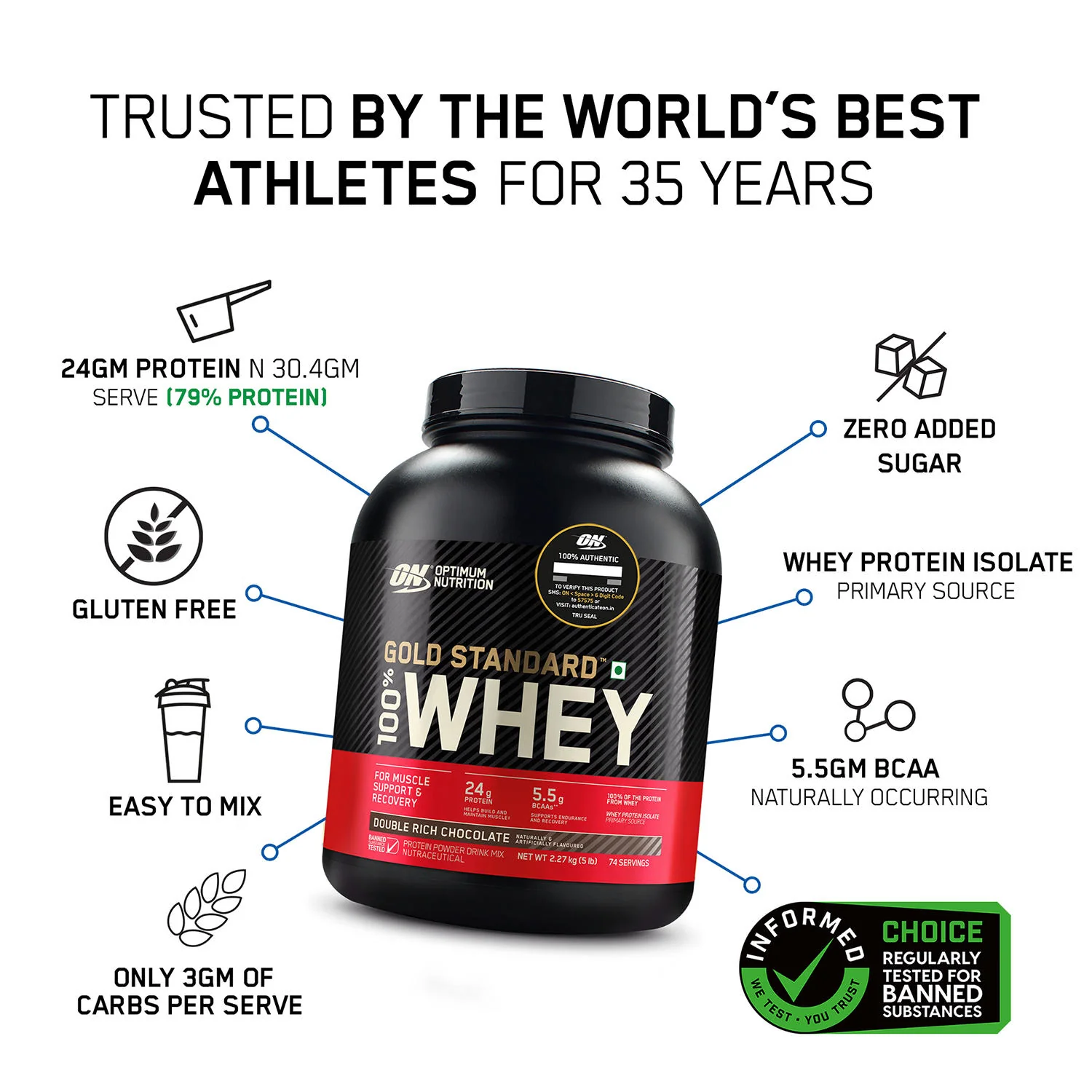 Gold Standard 100% Whey Protein Powder Vanilla Ice Cream 4 kg + Multivitamin for MEN- 60 Tablets + Zinc Magnesium Aspartate (ZMA) - 60 Capsules + Fish Oil - 60 Capsules - Image 4