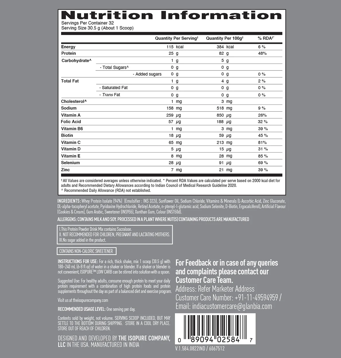 Isopure - Cookies & Cream - 1 Kg + Isopure Collagen Peptides (12g/serve) with Biotin & Vitamin E- 250g (Unflavored) - Image 10
