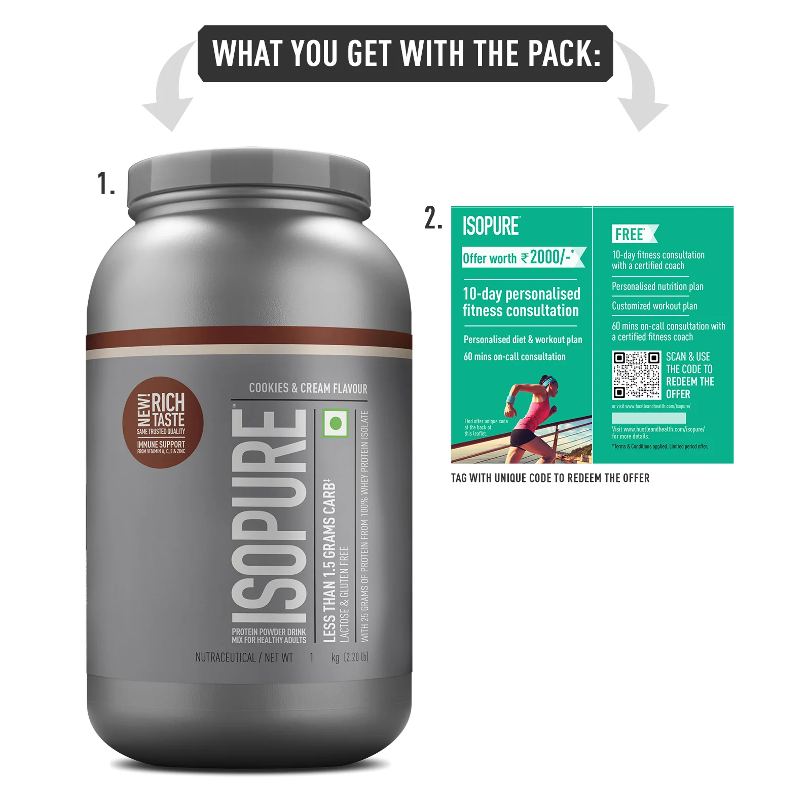 Isopure Low Carb Whey Protein Isolate Powder | Cookies & Cream | 1 Kg + Isopure 100% Creatine Monohydrate - Image 11