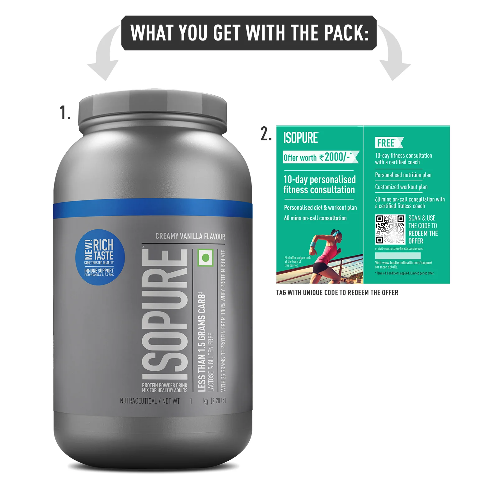 Isopure Low Carb Whey Protein Isolate Powder | Creamy Vanilla | 1 Kg + Isopure 100% Creatine Monohydrate - Image 11