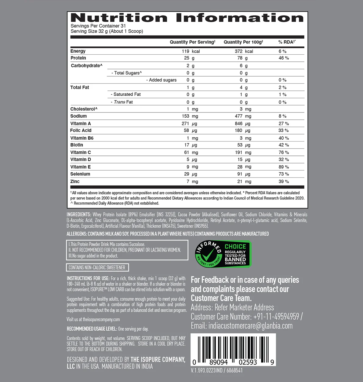 Isopure Low Carb Whey Protein Isolate Powder | Dutch Chocolate | 1 Kg - Image 8