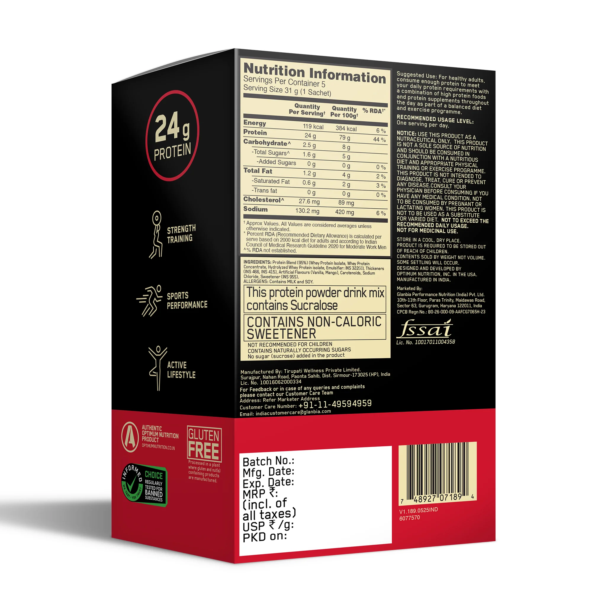 Optimum Nutrition Gold Standard 100% Whey - Alphonso Mango - Pack of 5 single serve sachets - Image 13
