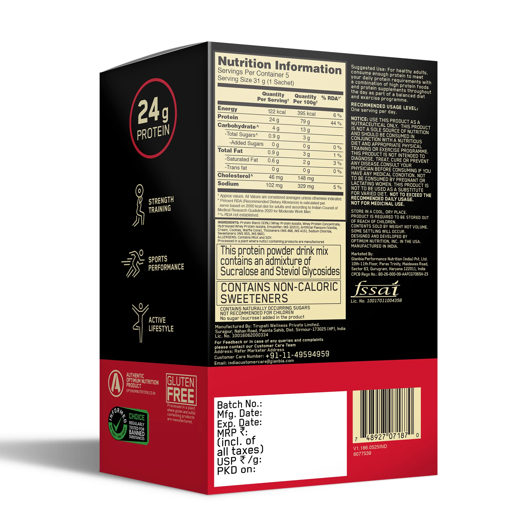 Optimum Nutrition Gold Standard 100% Whey - Vanilla Ice Cream - Pack of 5 single serve sachets - Image 13