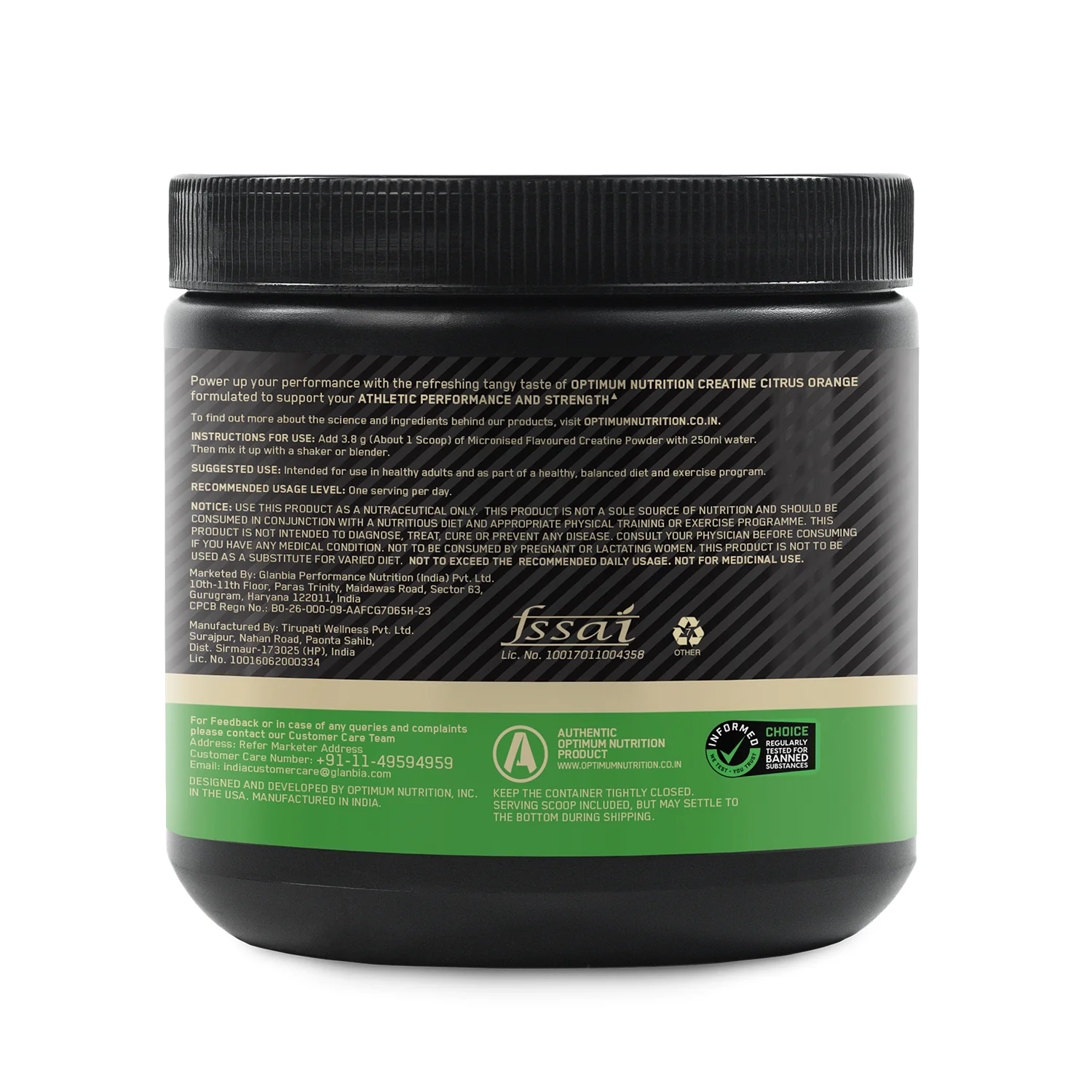 Optimum Nutrition (ON) Micronized Creatine Powder - 250g, Citrus Orange - Image 9