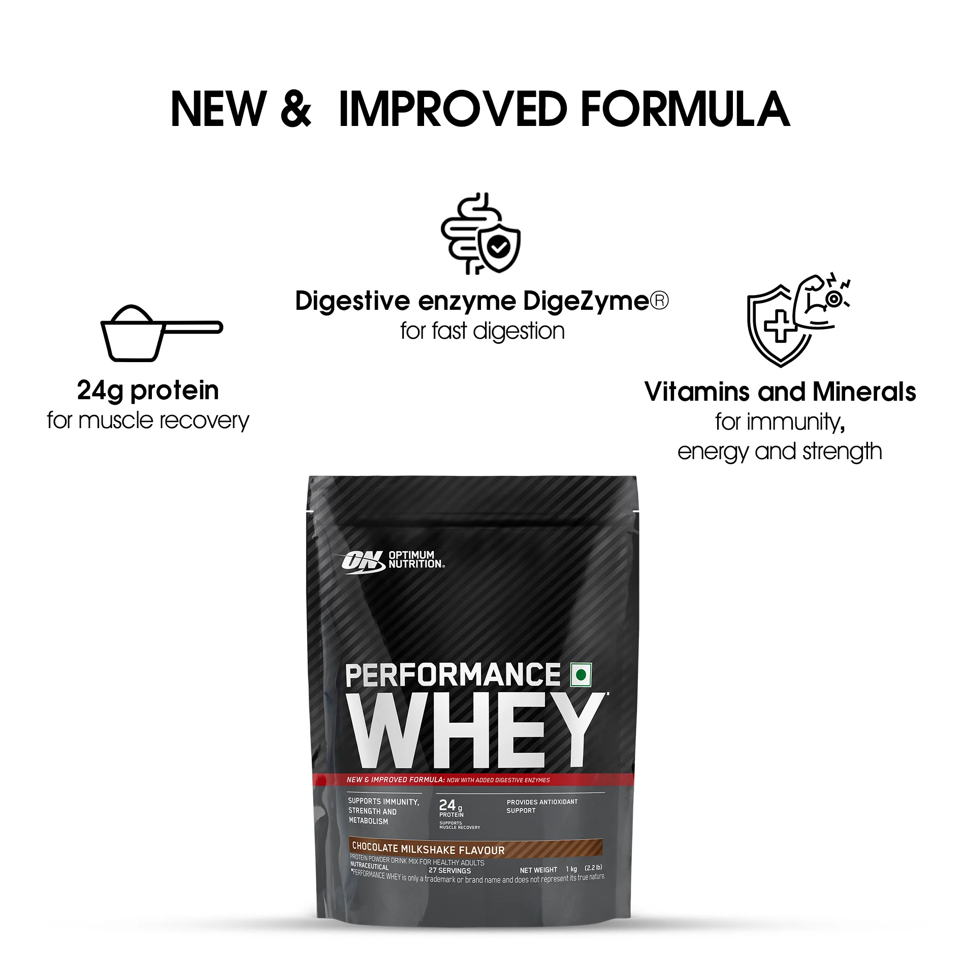 Performance Whey Protein Powder 1Kg (Chocolate Milkshake) + Multivitamin for MEN- 60 Tablets - Image 4
