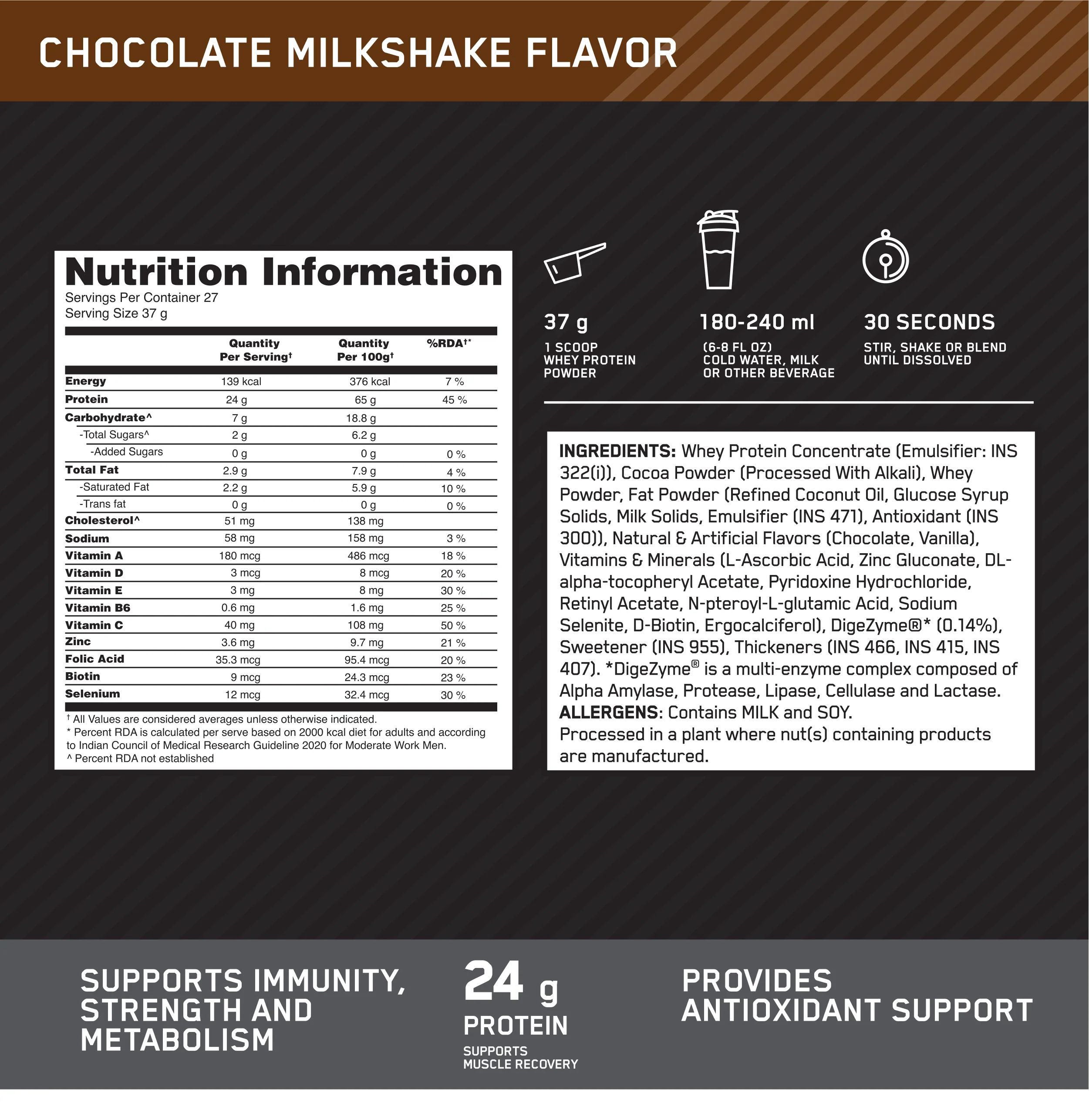 Performance Whey Protein Powder 1Kg (Chocolate Milkshake) + Multivitamin for MEN- 60 Tablets - Image 8
