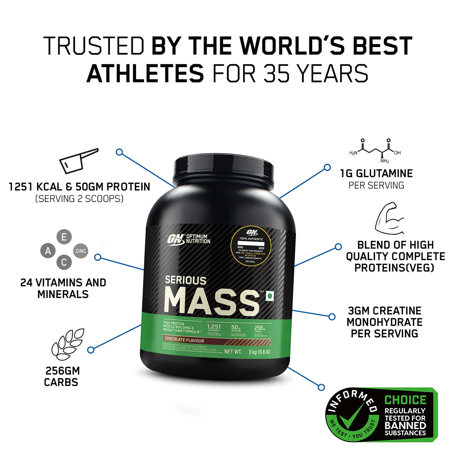 Serious Mass Weight Gainer - Chocolate flavour - 5KG - Image 3