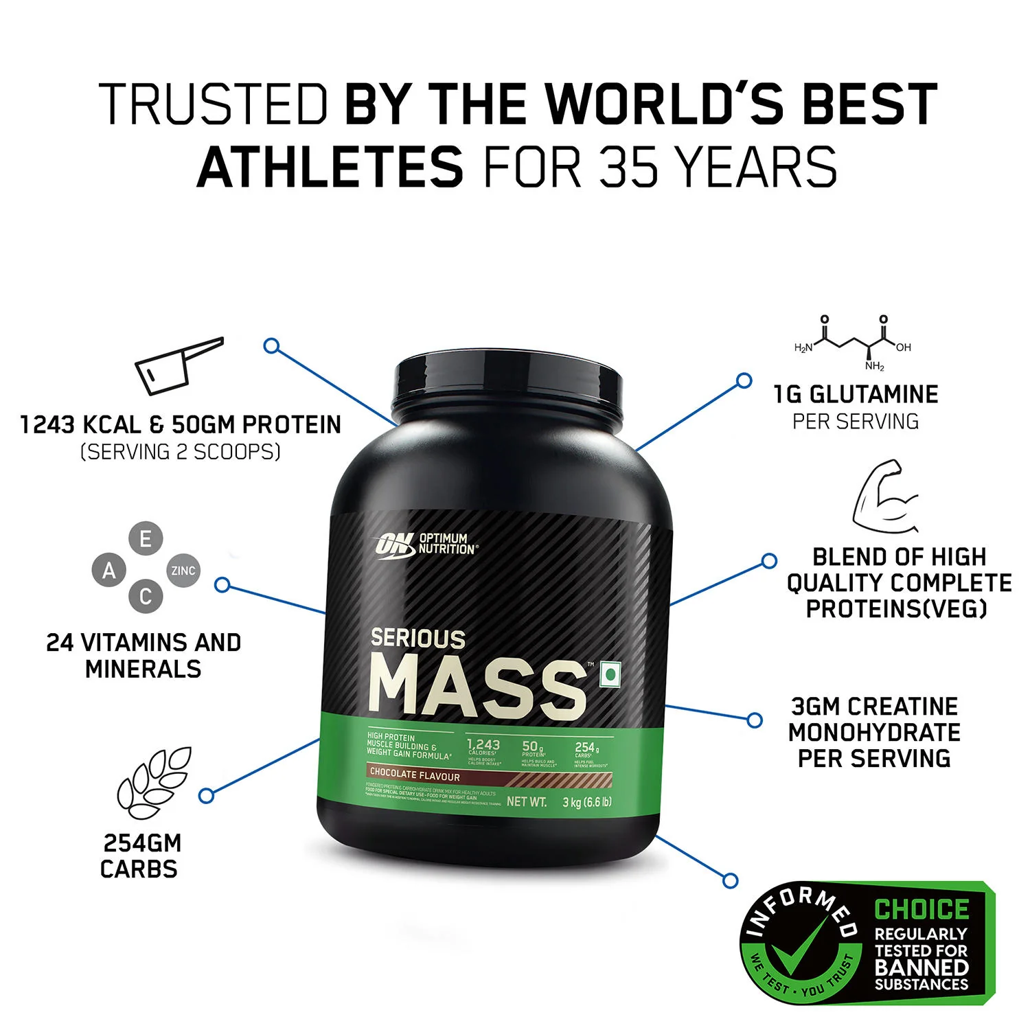 Serious Mass Weight Gainer | 1 kg (2.2 lbs) | Chocolate - Image 3